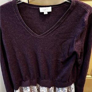 LOFT Women's Deep Purple V-Neck Sweatshirt